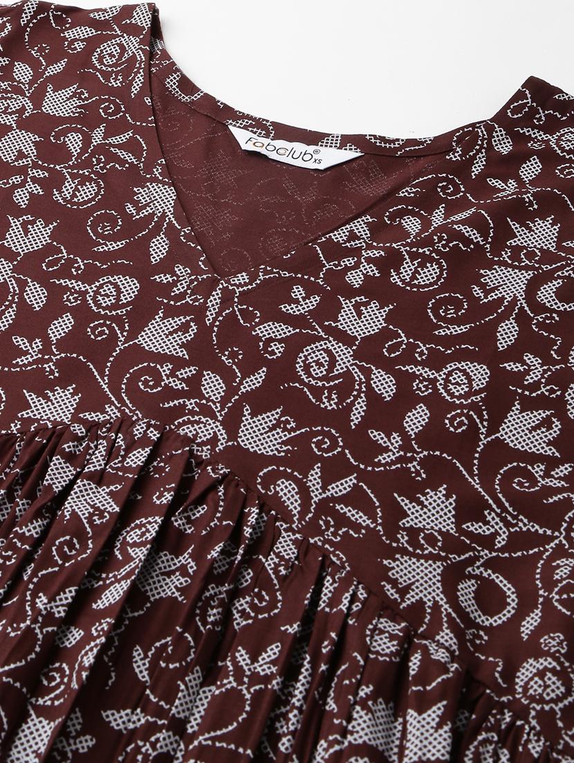 printed rayon flared dress - 19337188 - Zoom Image - 7