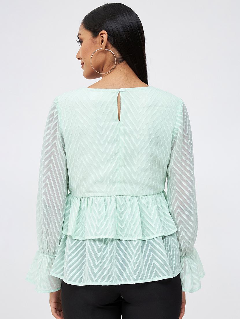 self design chiffon peplum top - 19411703 - Standard Image - 2