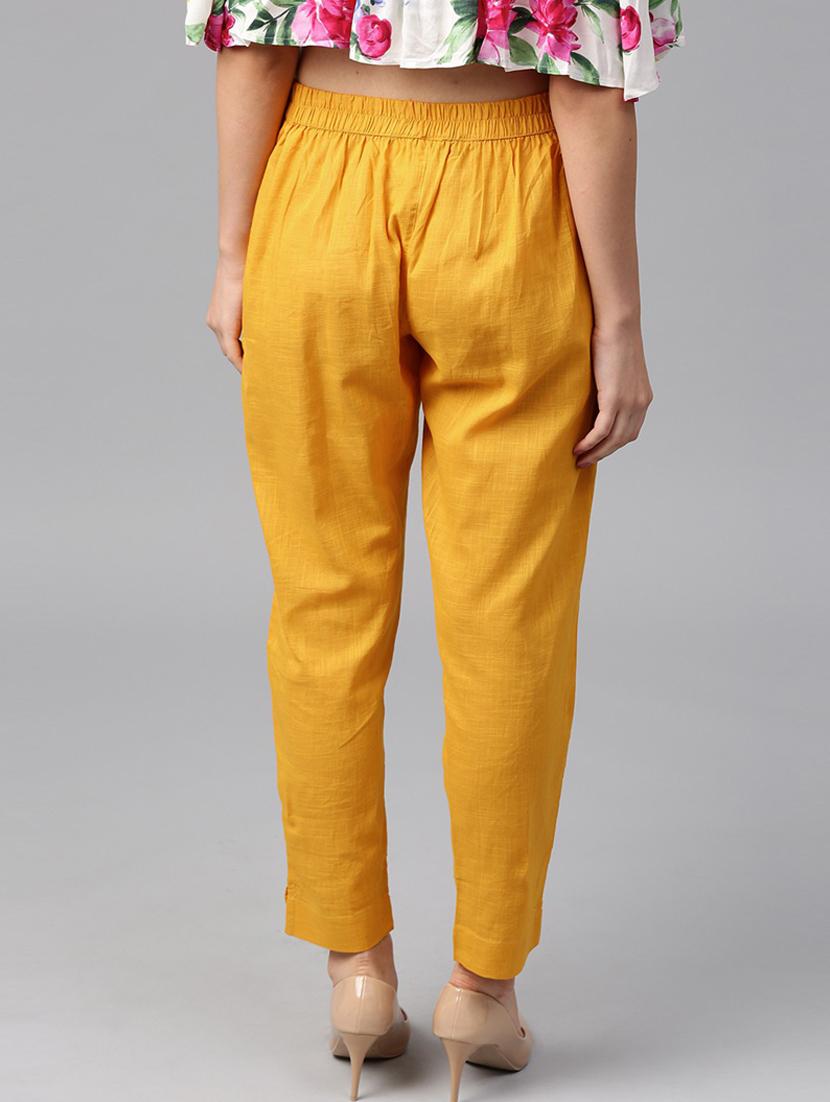 solid cotton blend flat front trousers - 19415861 - Zoom Image - 2