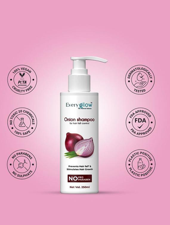 everyglow onion shampoo for all types hair freefrom parabens and sulphate - 19419543 - Zoom Image - 3