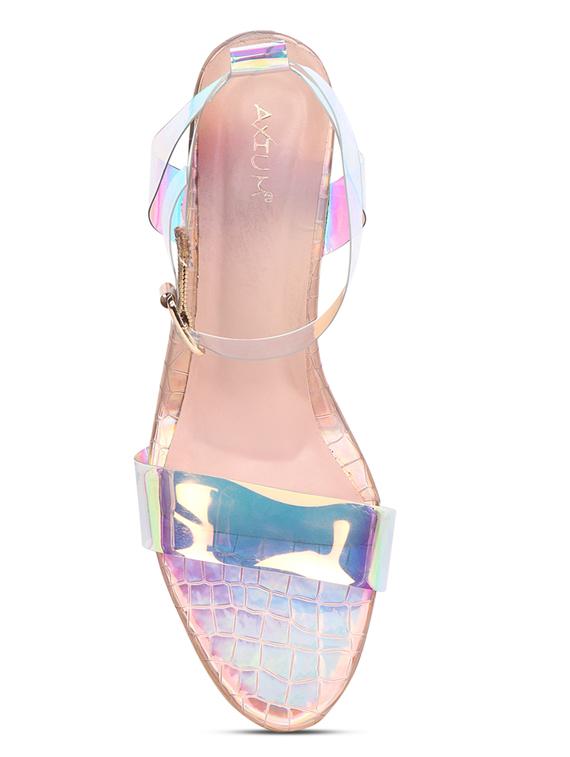 gold synthetic ankle strap sandals - 19422330 - Zoom Image - 3