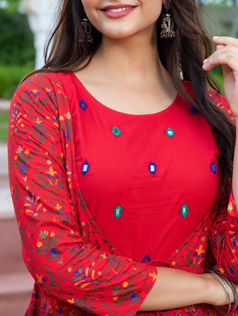 round neck printed flared kurta - 19440740 - Standard Image - 6