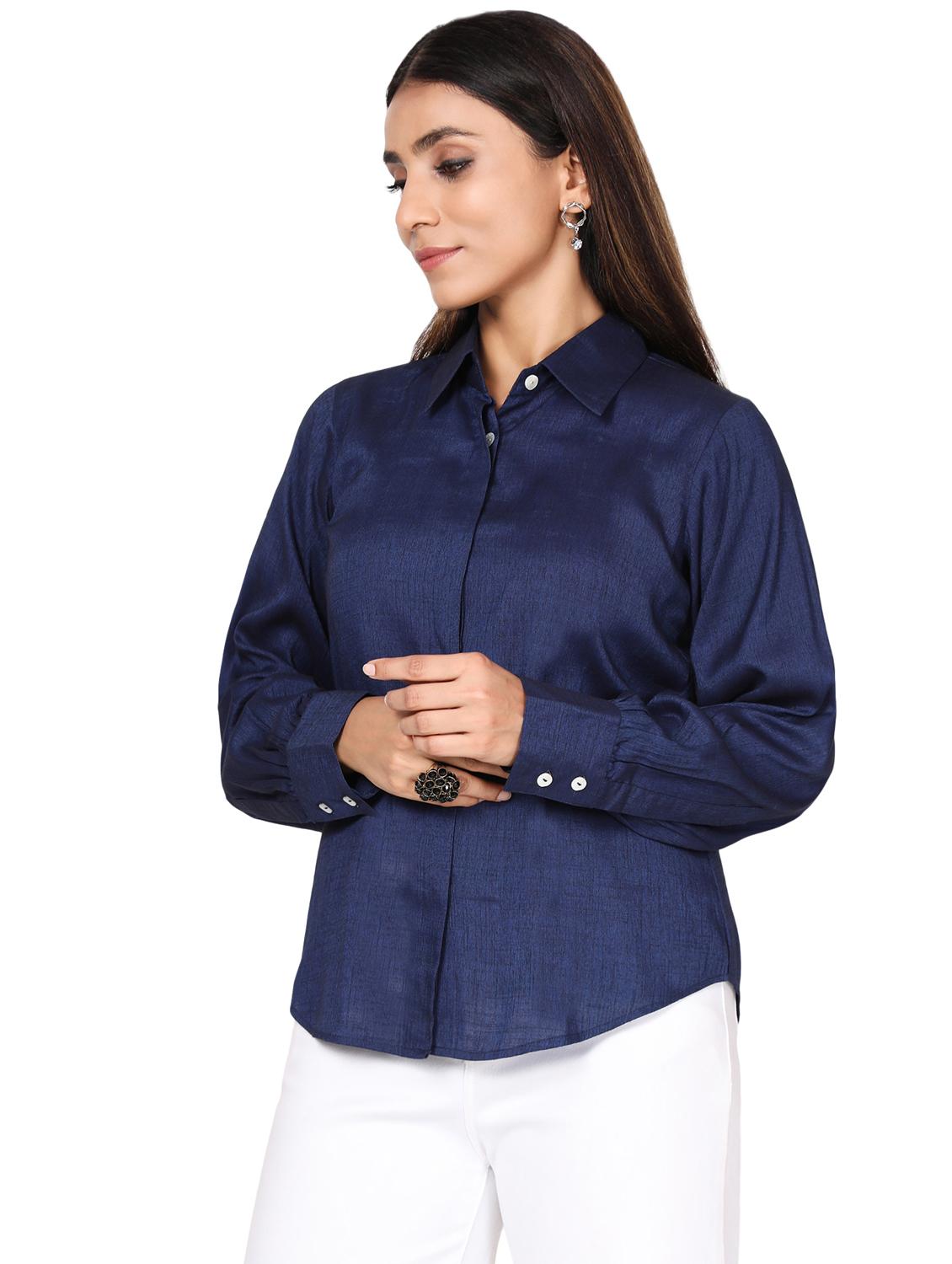 shirt collar solid regular tunic - 19452113 - Standard Image - 2