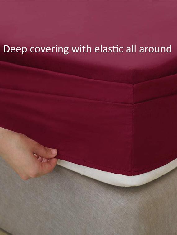 feel terry ultra soft waterproof mattress protector | mattresses cover (36x78 inch |3x6.5 feet , maroon - pack of 1 ) - 19471916 - Standard Image - 3