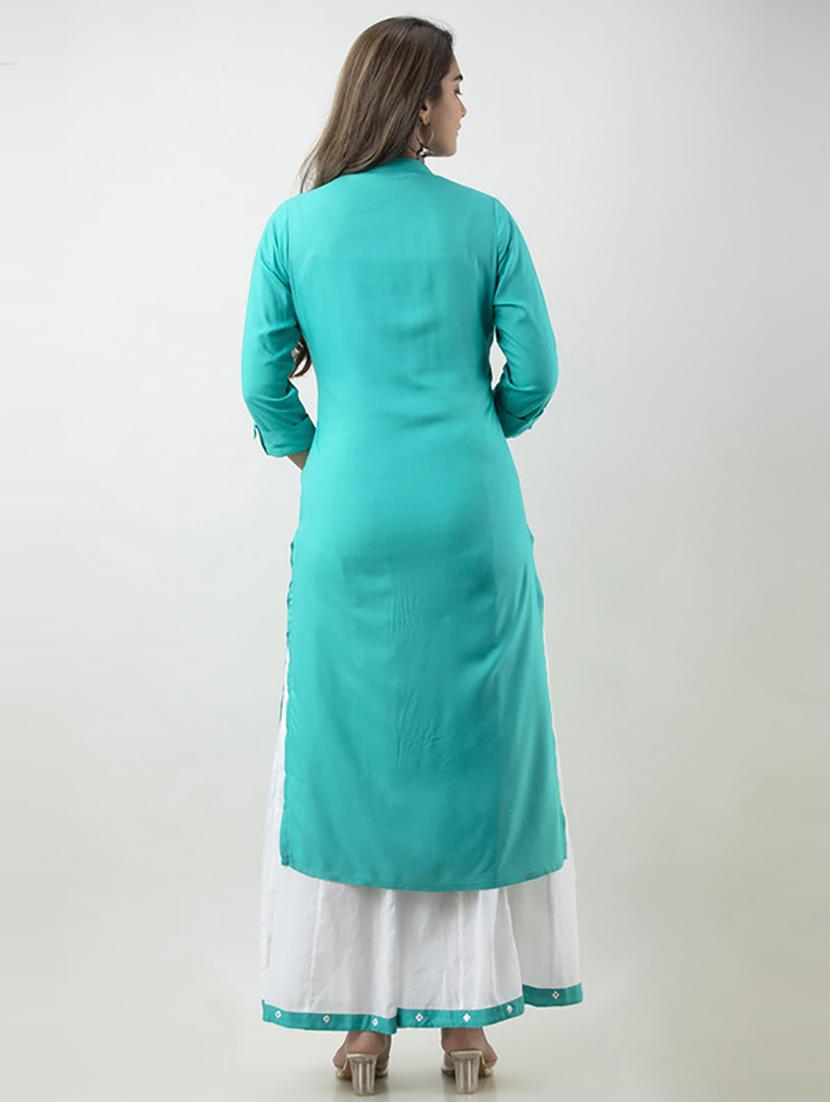 green self design kurta dupatta set - 19481747 - Zoom Image - 2