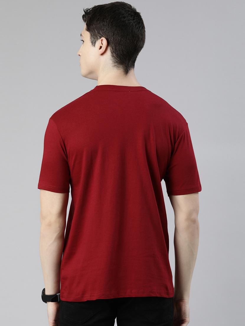 maroon chest printed t-shirt - 19484121 - Zoom Image - 2