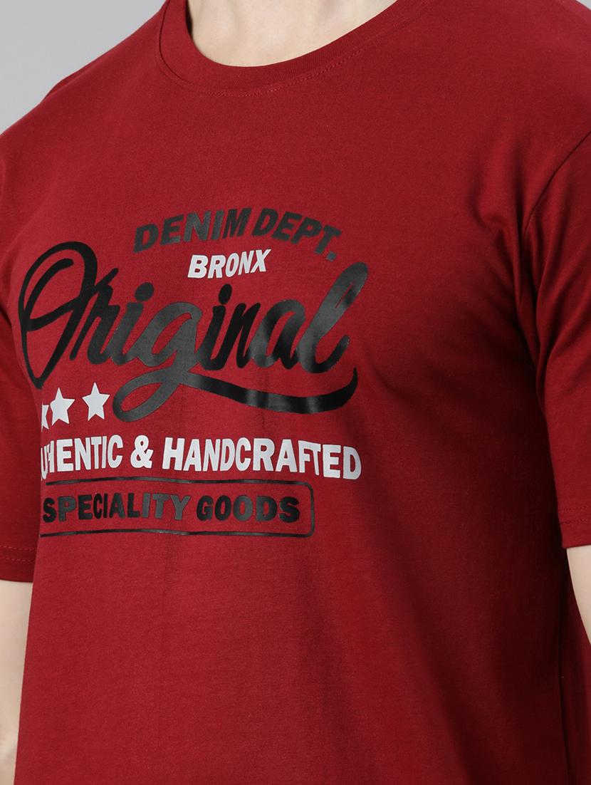maroon chest printed t-shirt - 19484121 - Zoom Image - 4