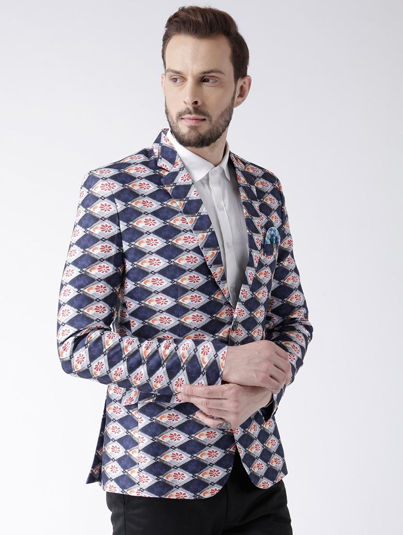 blue printed polyester blazer - 19488678 - Zoom Image - 2
