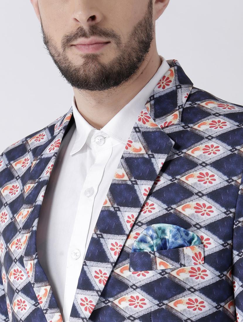 blue printed polyester blazer - 19488678 - Zoom Image - 5