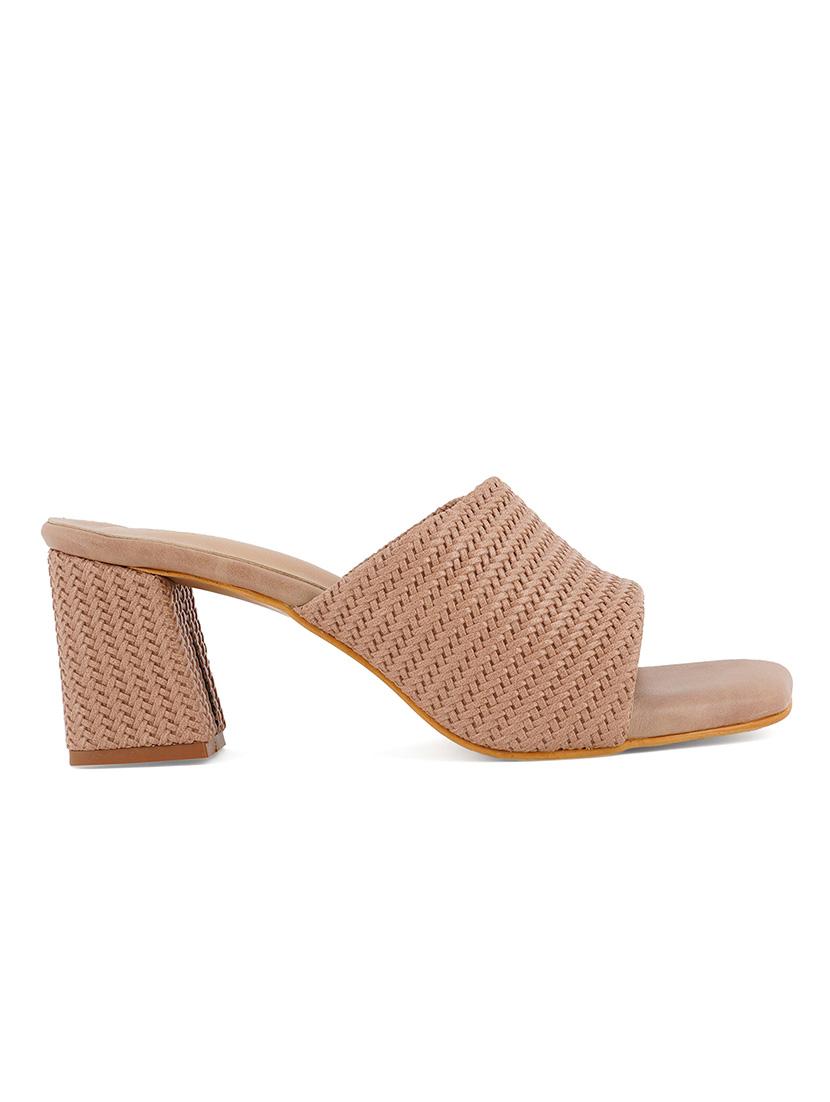 tan synthetic slip on sandals - 19495680 - Zoom Image - 2