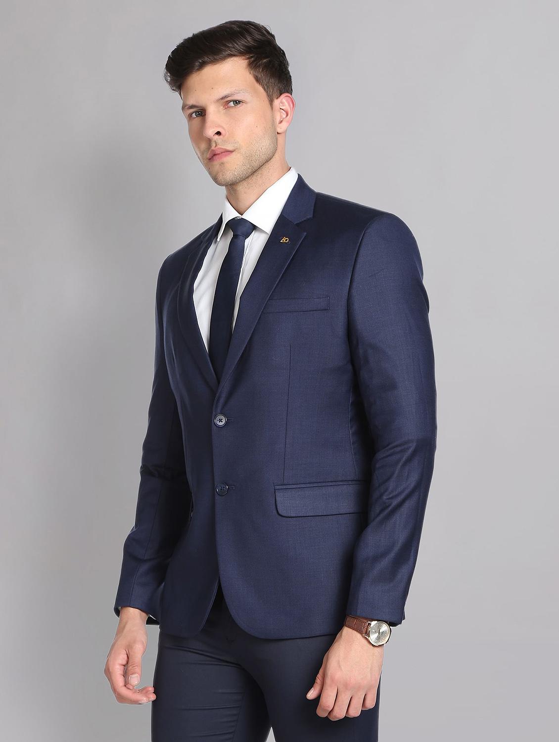 blue terry rayon single breasted formal blazer - 19504123 - Zoom Image - 2