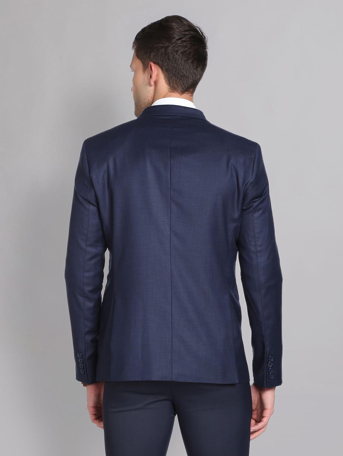 blue terry rayon single breasted formal blazer - 19504123 - Standard Image - 3