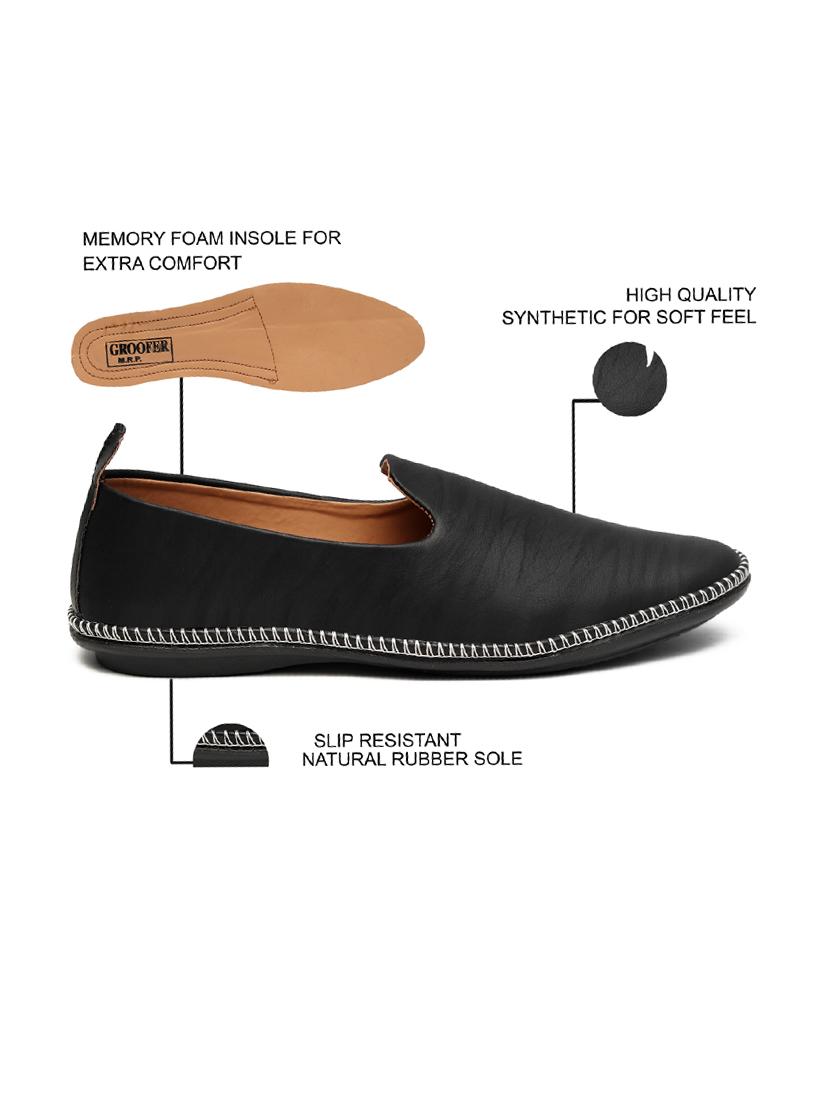men black slip on mojari - 19617290 - Standard Image - 2