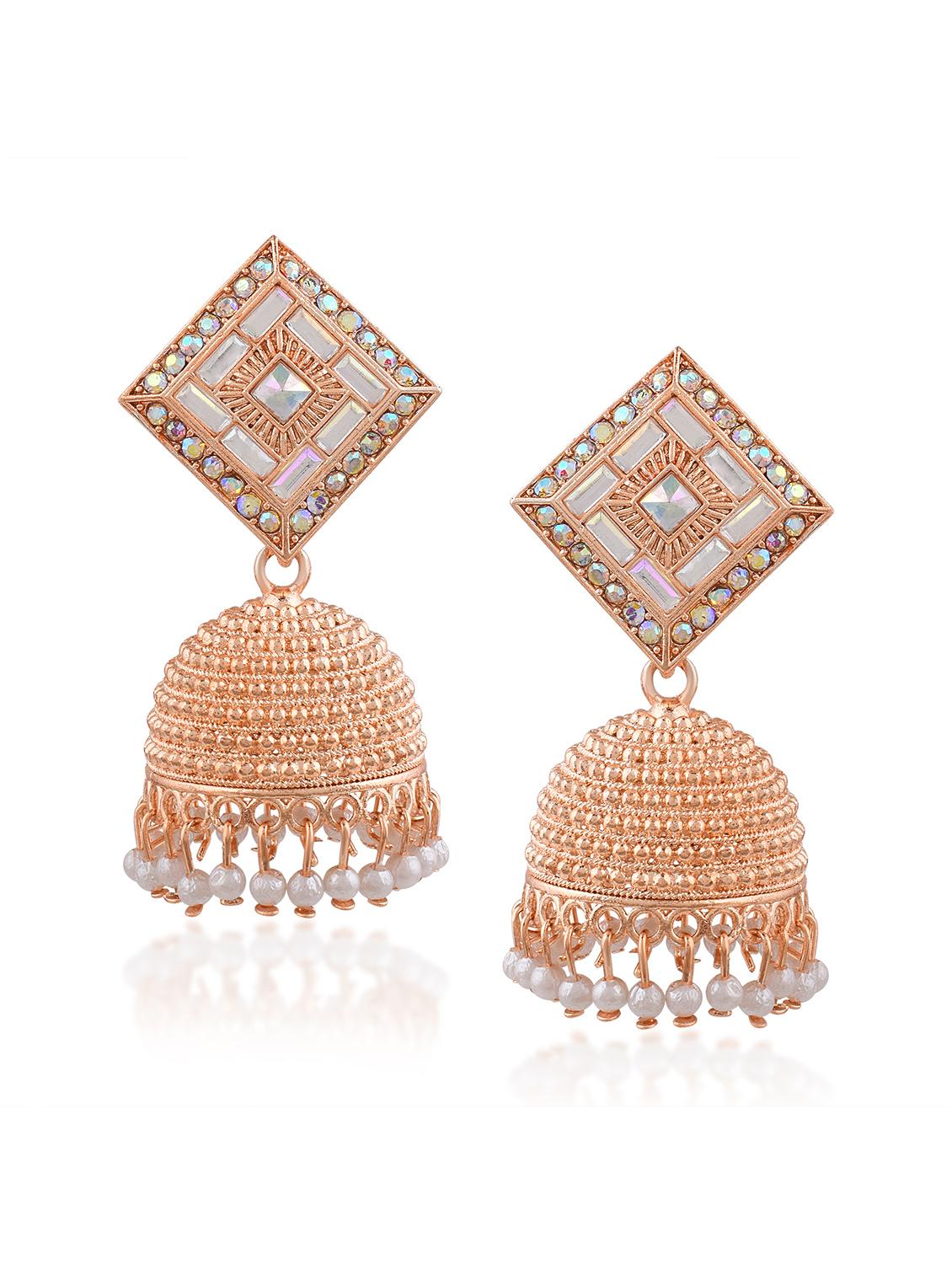 gold brass jhumka earring - 19618284 - Standard Image - 2