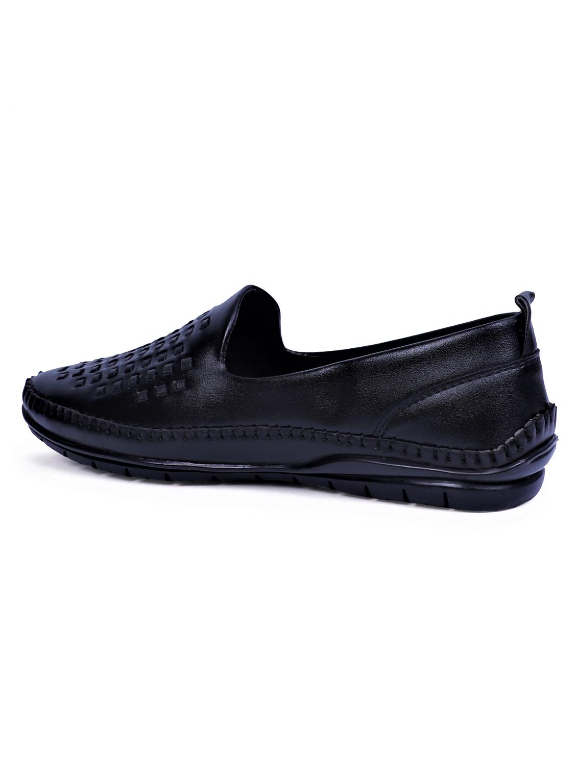 black artificial leather slip on loafers - 19643417 - Standard Image - 3