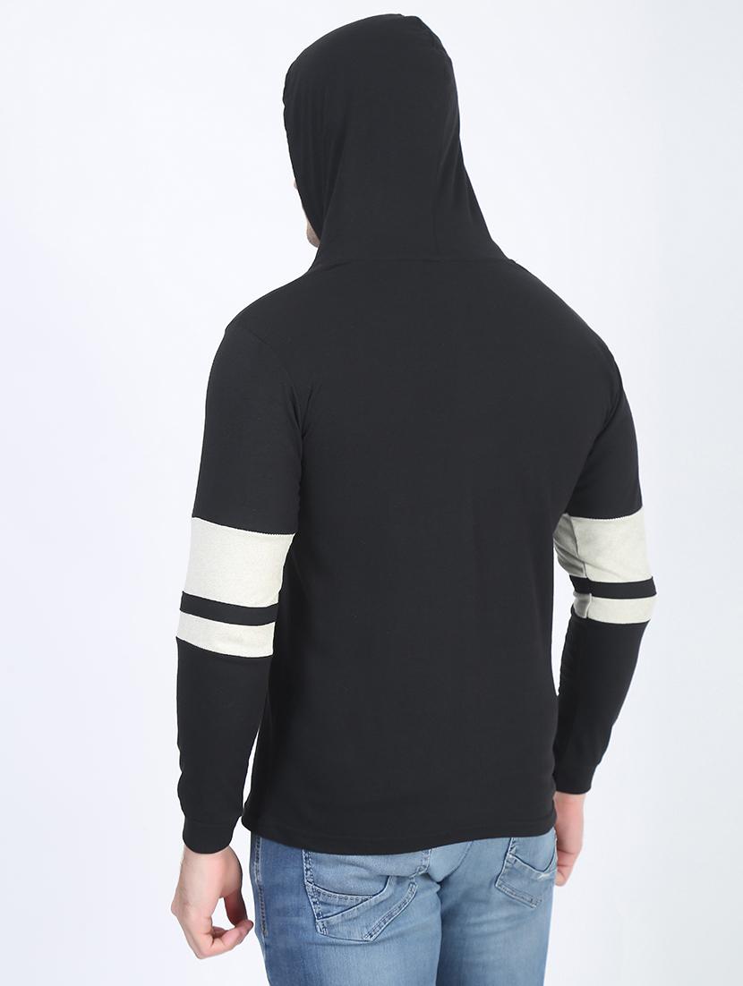 black solid hooded t-shirt - 19643844 - Standard Image - 2
