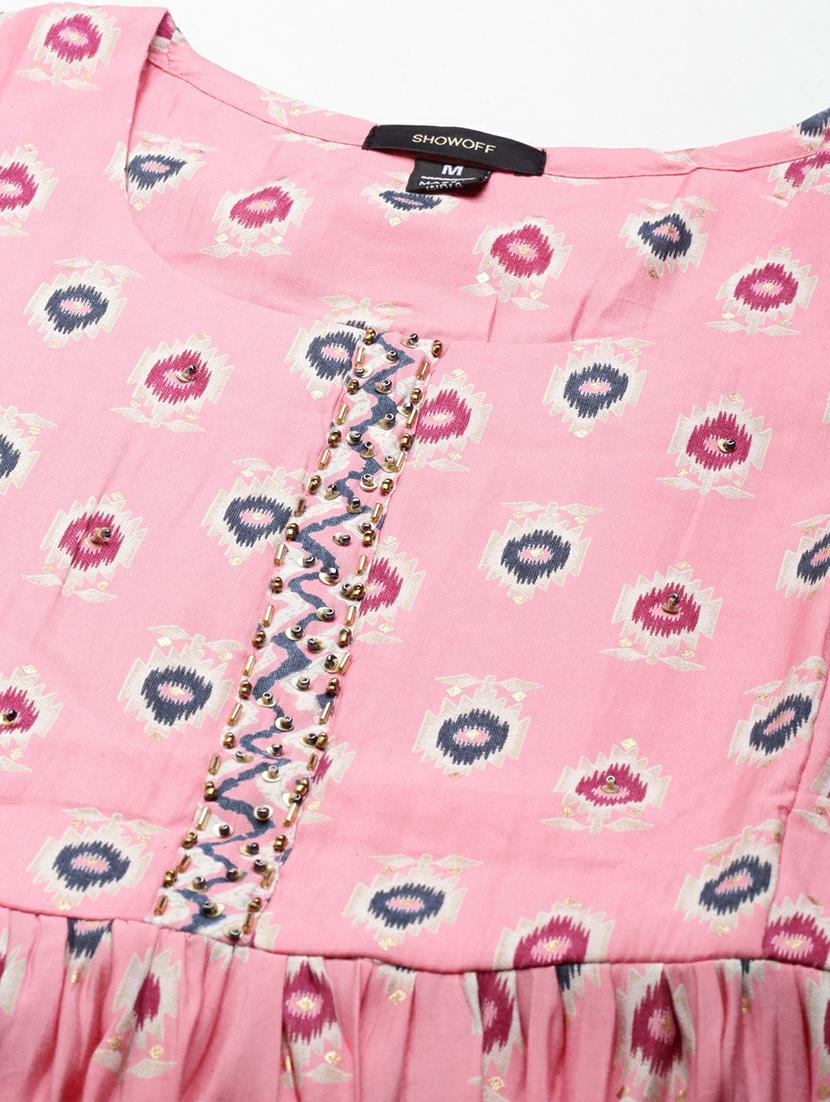 women pink printed kurta pant set - 19664948 - Standard Image - 7