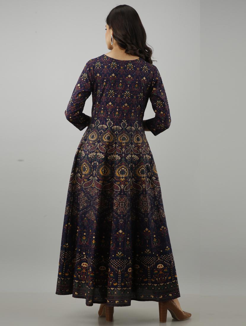 women boat neck printed flared kurta - 19693695 - Standard Image - 2