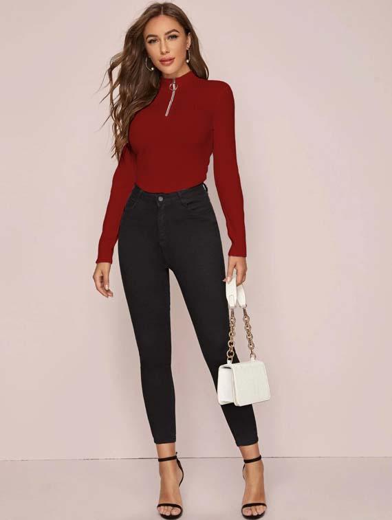 maroon cotton lycra regular top - 19737229 - Zoom Image - 3