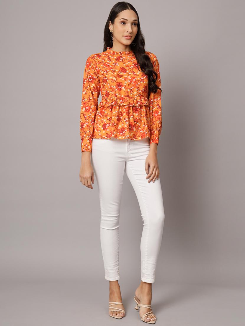floral print mock neck peplum top - 19745499 - Zoom Image - 3