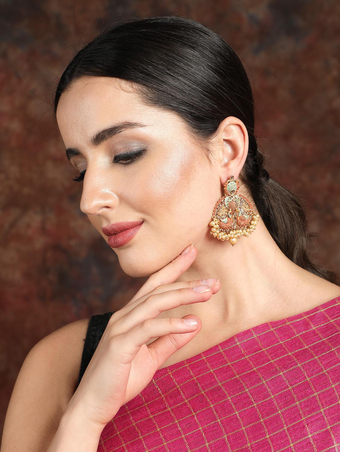 women gold plated drop earring - 19766208 - Zoom Image - 4