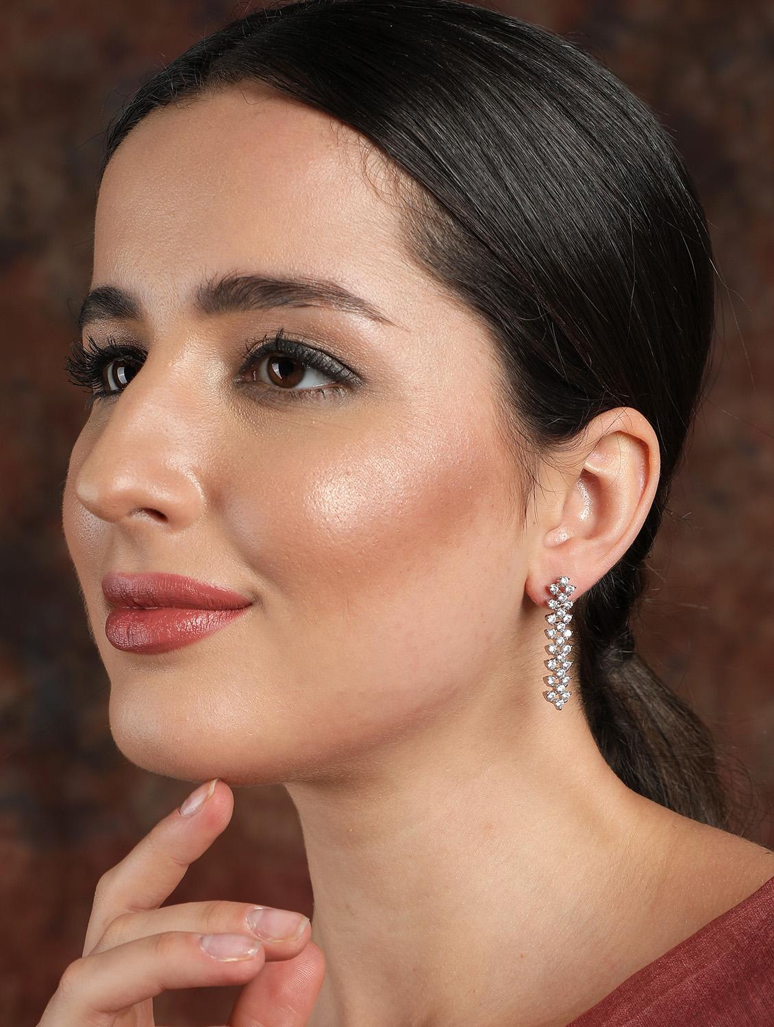 women silver plated drop earring - 19766221 - Zoom Image - 4