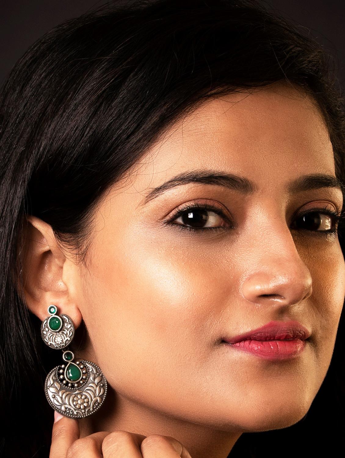 green brass drop earring - 19768314 - Standard Image - 3