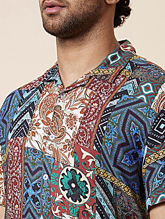 multi colored printed shirt and shorts set - 19784835 - Standard Image - 5