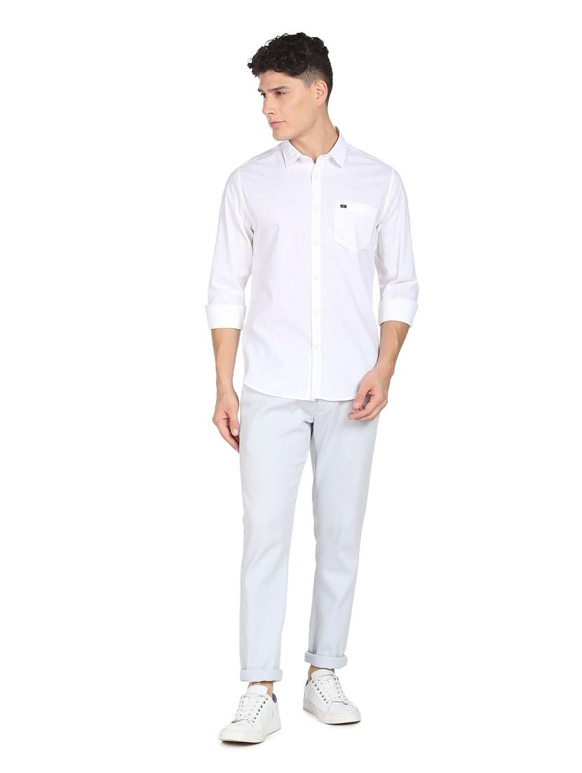 mens white regular fit solid casual shirt - 19856254 - Zoom Image - 2