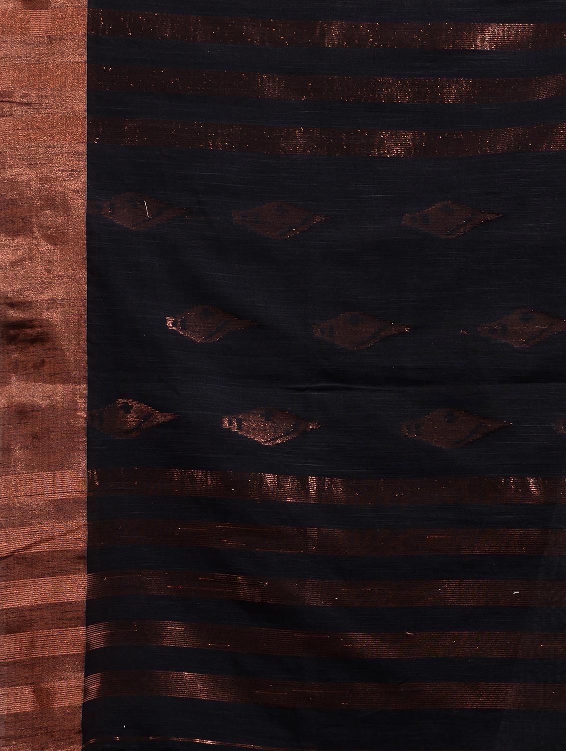 women's self design black colored saree with blouse - 19865992 - Zoom Image - 3