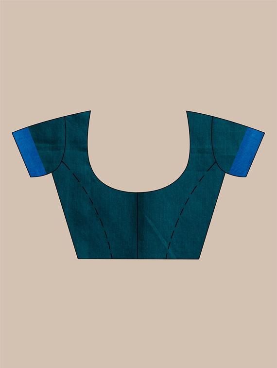 women's self design teal colored saree with blouse - 19866310 - Zoom Image - 2