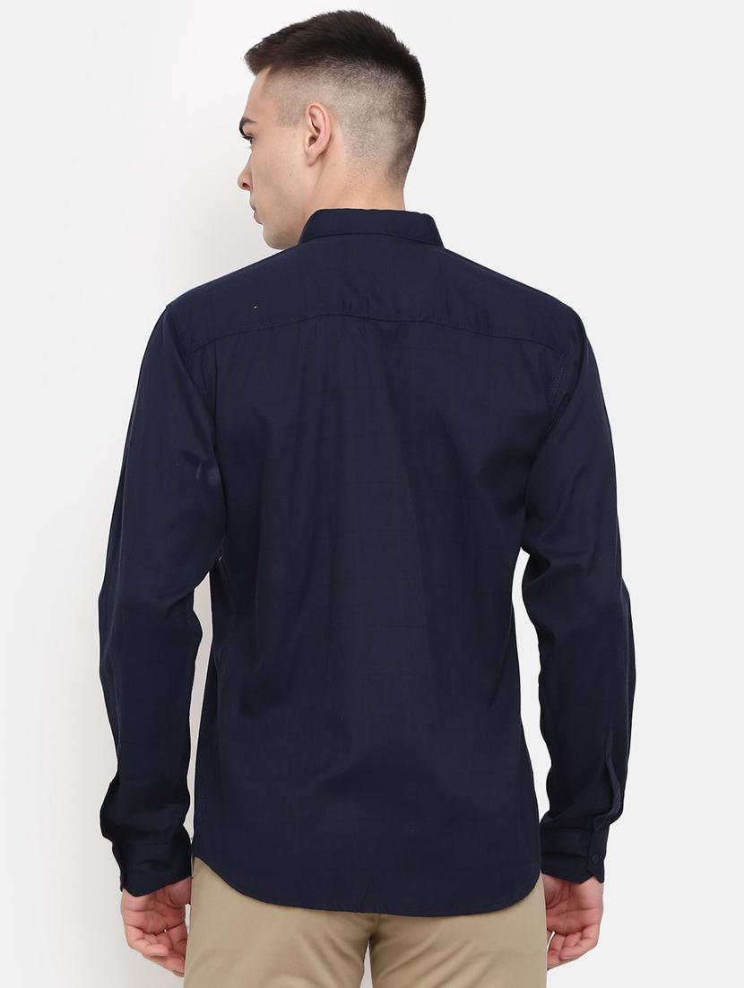 men navy blue regular fit long sleeve casual shirt - 19905967 - Standard Image - 2