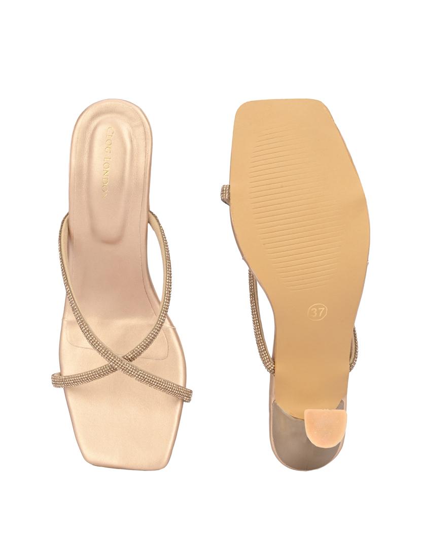 gold solid kitten heel sandal - 19920003 - Standard Image - 5