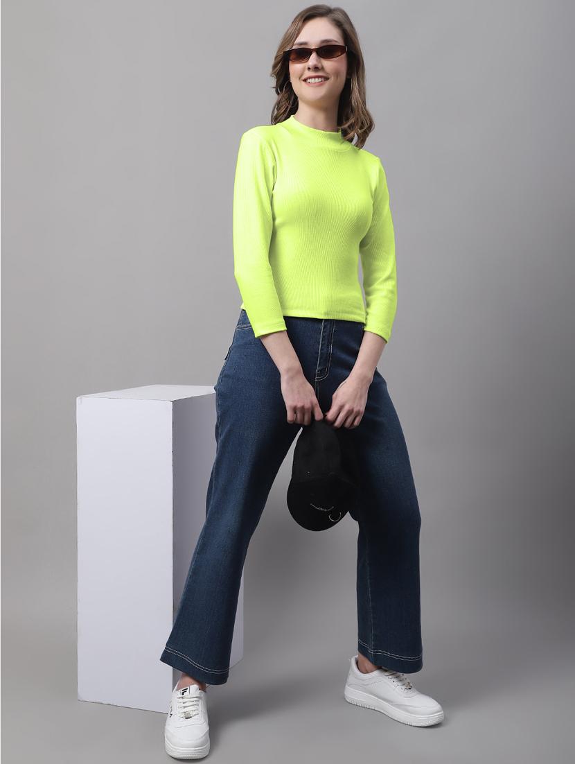 women solid mock neck long sleeves top - 19986076 - Zoom Image - 3