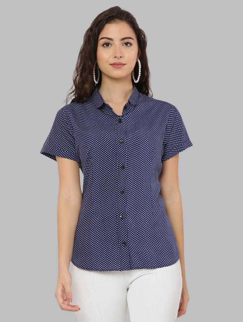 navy blue printed short sleeve shirt - 19990310 - Standard Image - 3