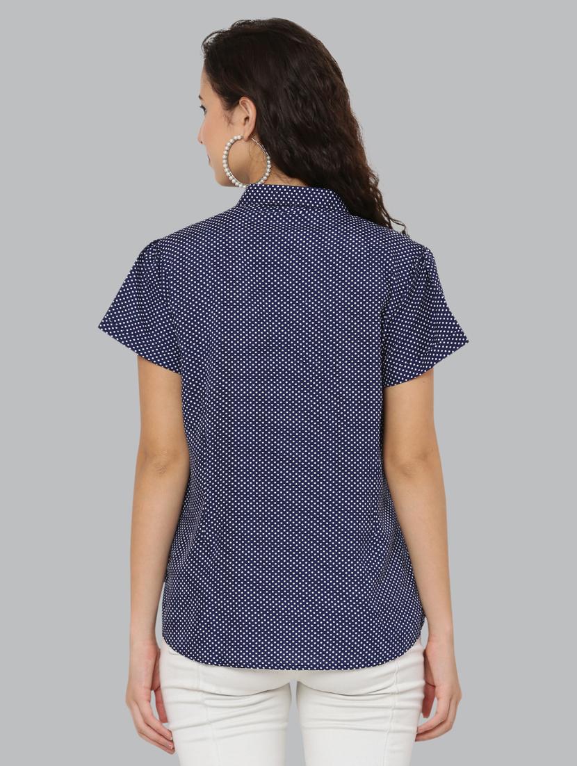 navy blue printed short sleeve shirt - 19990310 - Standard Image - 4
