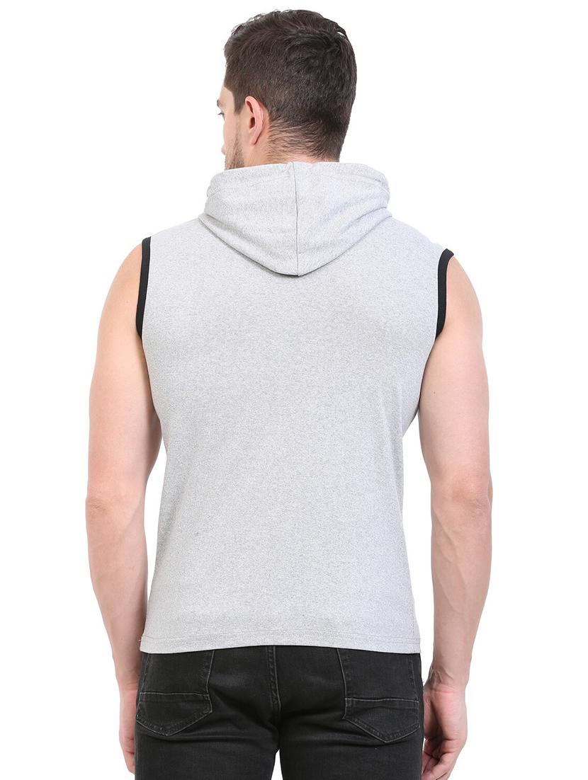 grey solid sleeveless hoodie t-shirt - 19991752 - Zoom Image - 2