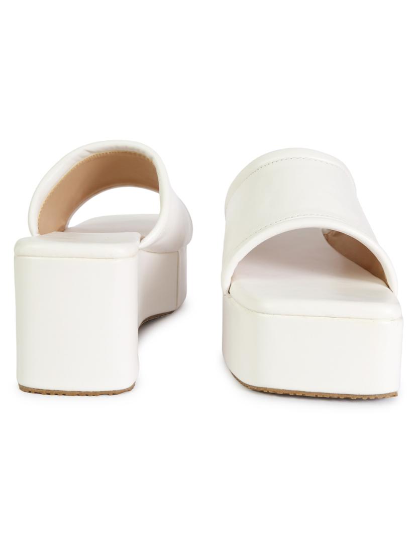 white leatherette slip on sandals - 20018218 - Zoom Image - 2