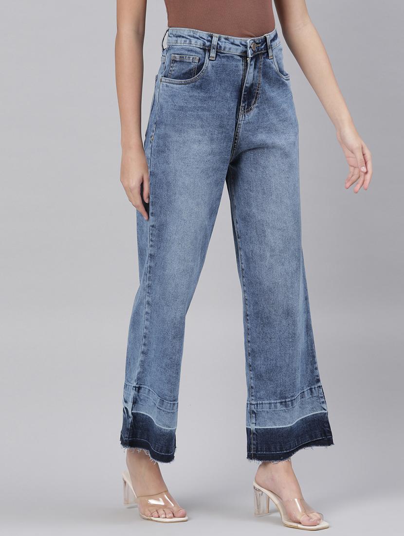 women's plain wide leg jeans - 20052130 - Standard Image - 2