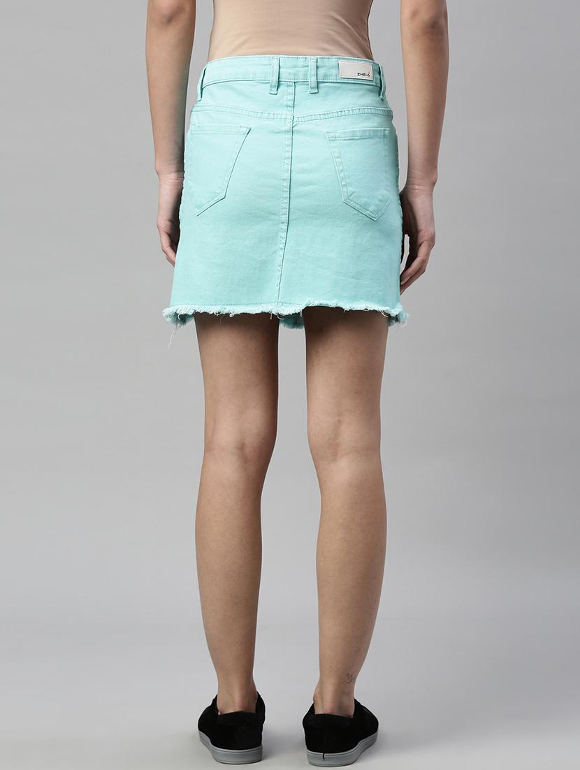 high rise solid mini skirt - 20053046 - Standard Image - 3