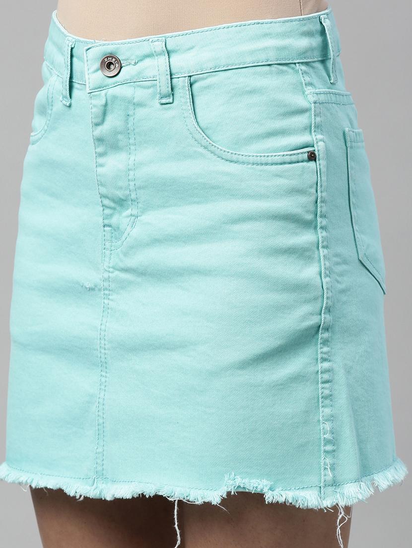 high rise solid mini skirt - 20053046 - Standard Image - 5