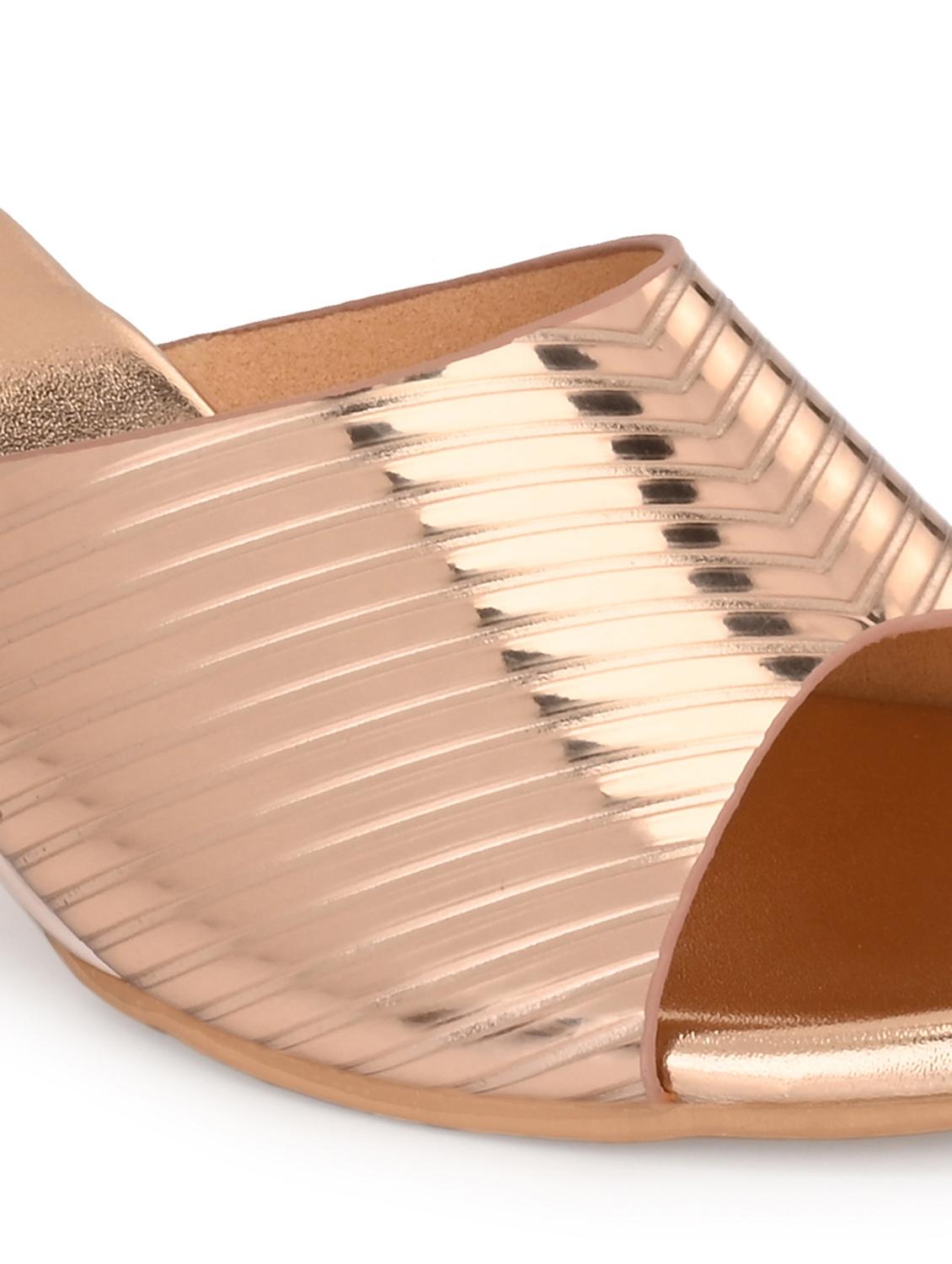 copper synthetic slip on sandals - 20059815 - Standard Image - 4