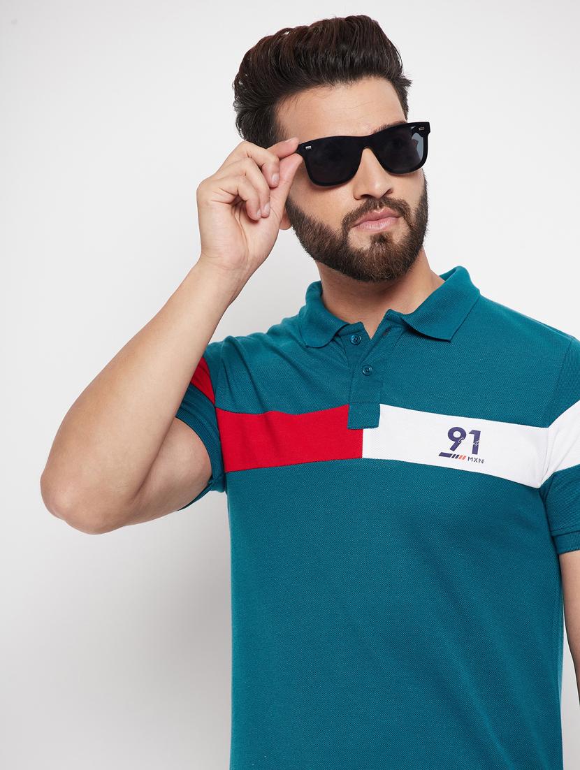 men's color block cotton polo t-shirt - 20059930 - Standard Image - 3