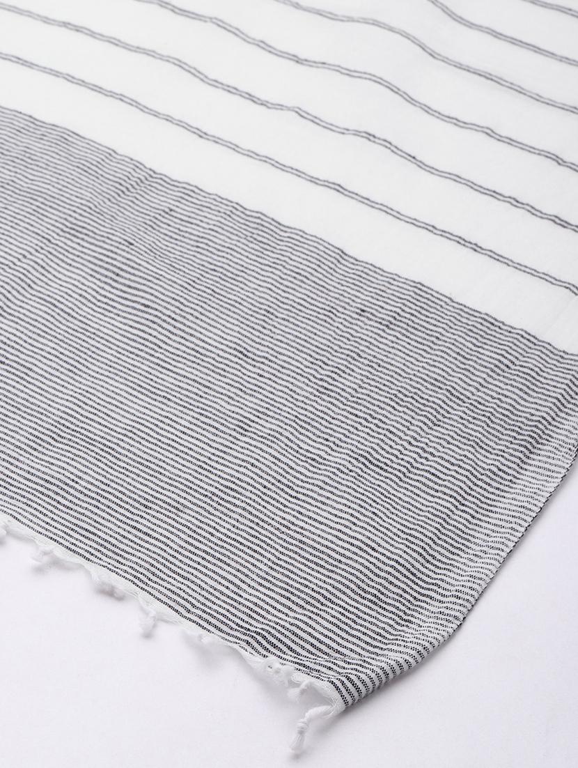 handwoven monochrome lined cotton scarf - 20103714 - Standard Image - 3