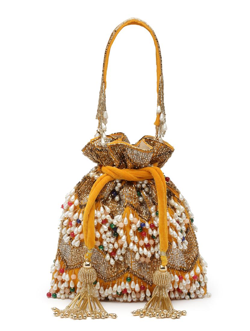 yellow embellished ethnic potli - 20132463 - Zoom Image - 3