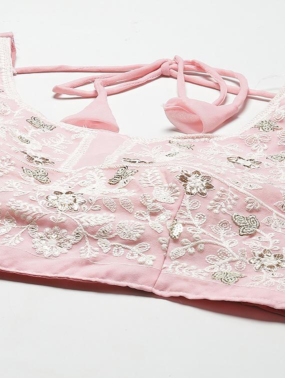 pink embroidered flared lehenga - 20133320 - Zoom Image - 5