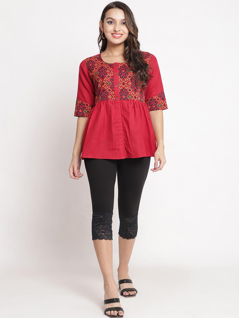 pack of 2 solid lace detailed capris - 20148441 - Zoom Image - 5