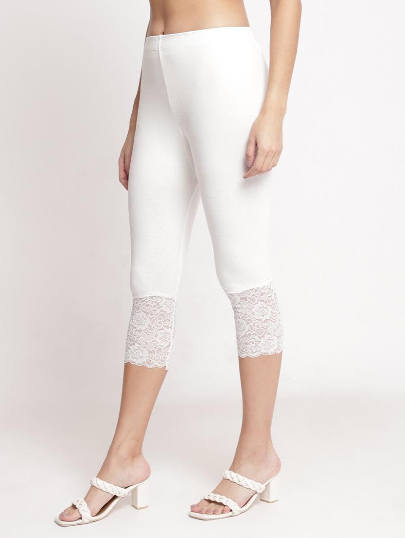 pack of 3 solid lace detailed capris - 20148501 - Zoom Image - 1