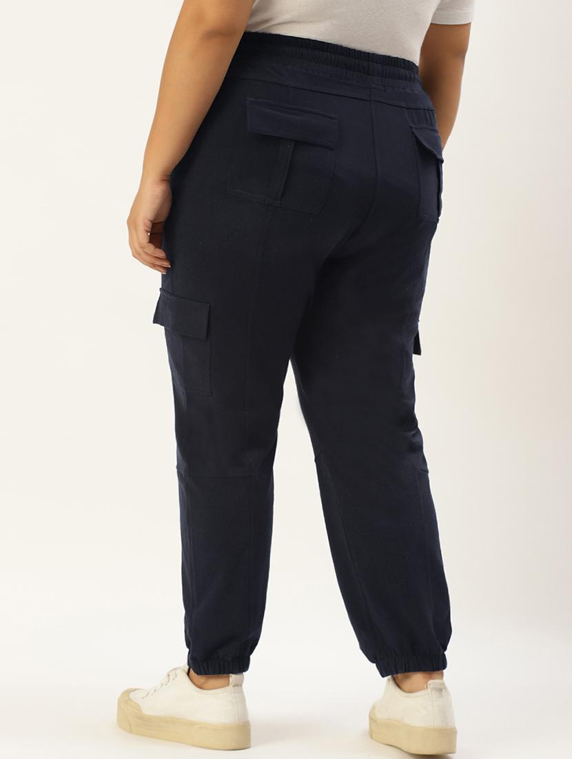 plus size blue solid cargo trouser - 20152933 - Zoom Image - 2