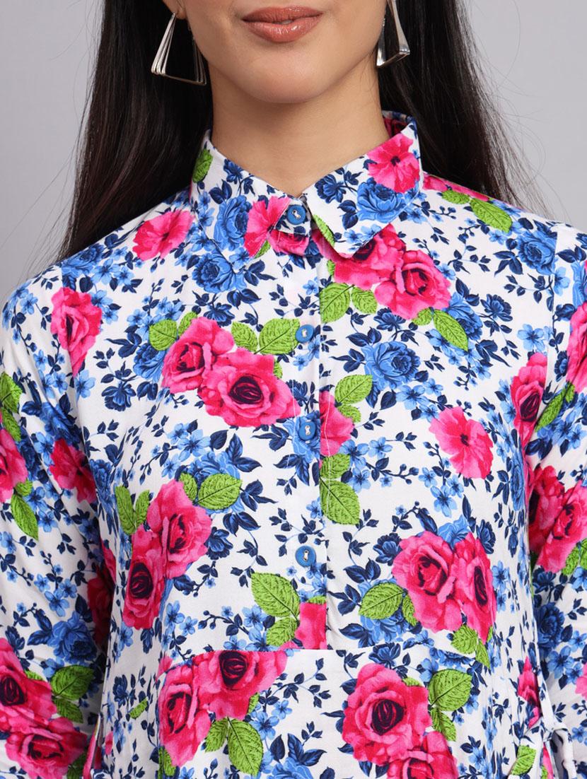 floral printed fit & flared ethnic dress - 20173780 - Zoom Image - 5
